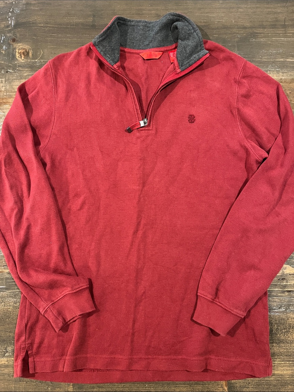 Izod Red Quarter-Zip Pullover with Gray Collar